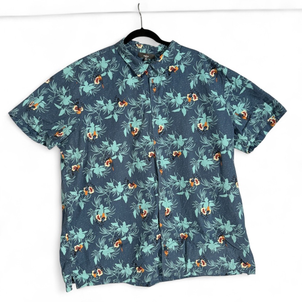 Mountain Ridge Hawaiian Summer Shirt Blue Green — 3XL